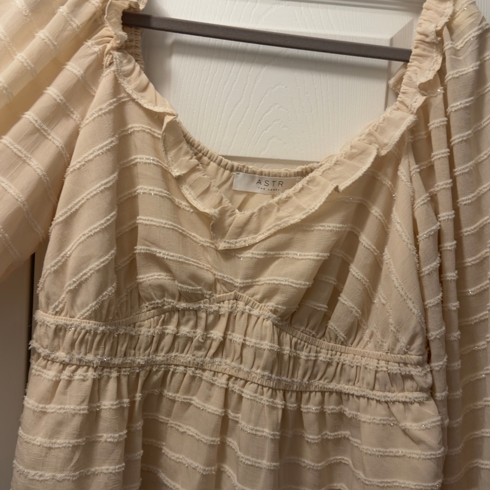 Astr Cream Striped Ruffle Blouse - Picture 4 of 7
